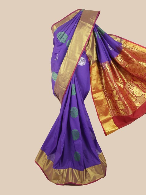 

Pothys Violet & Maroon Ethnic Motifs Zari Pure Silk Saree