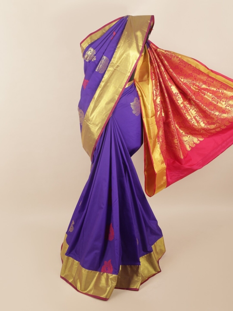 

Pothys Violet & Magenta Ethnic Motifs Zari Pure Silk Saree