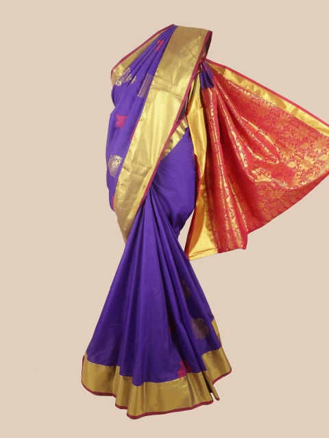 

Pothys Violet & Magenta Ethnic Motifs Zari Pure Silk Saree