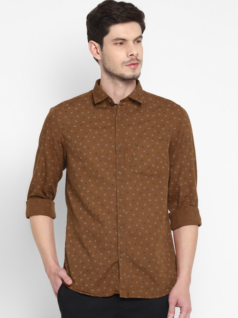 

Turtle Men Brown Slim Fit Opaque Printed Casual Shirt