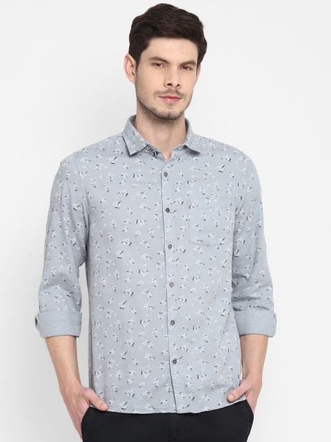 

Turtle Men Grey Printed Slim Fit Casual Shirt