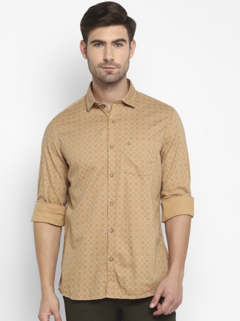 

Turtle Men Khaki & Blue Micro Ditsy Printed Slim Fit Casual Shirt