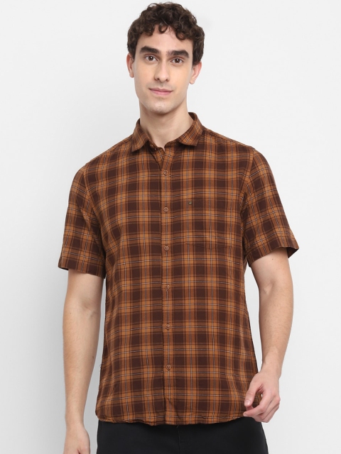 

Turtle Men Brown & Mustard Checked Slim Fit Casual Shirt