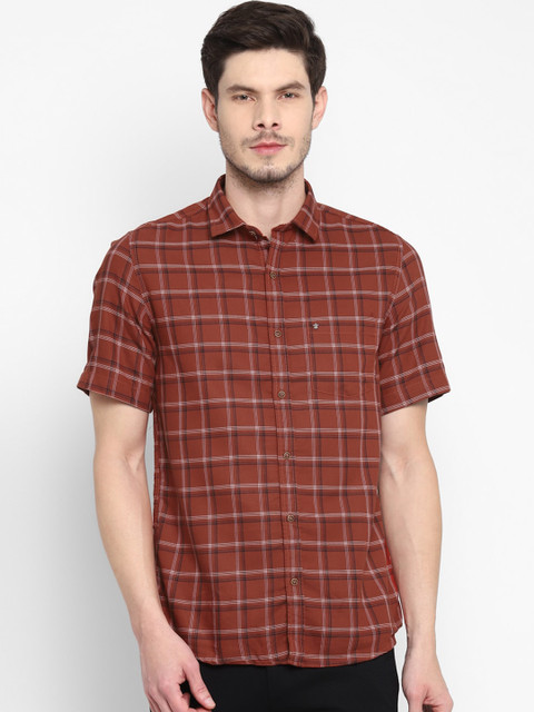 

Turtle Men Brown & Black Tartan Checked Slim Fit Casual Shirt