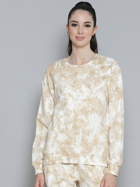 

Femella Women Beige Tie & Dye Printed Sweatshirt