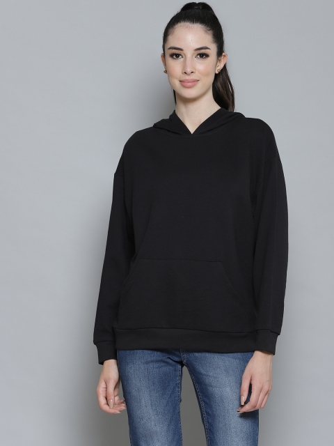 

Femella Women Black Hooded Sweatshirt