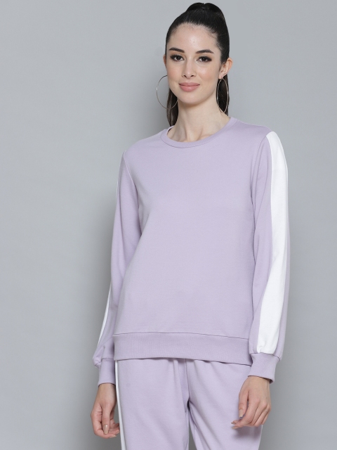 

Femella Women Purple Colourblocked Sweatshirt