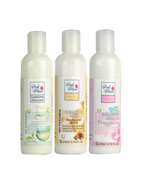 

Pink Plums Set of 3 Aloevera Gold Premium Cleansing Milk, Multi