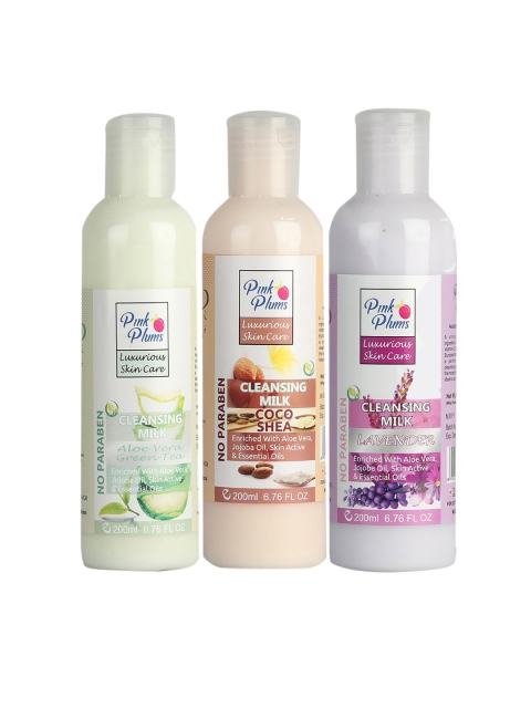 

Pink Plums Set of 3 Aloevera Cocoshea Lavender Cleansing Milk, Multi