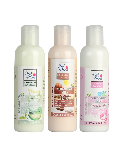 

Pink Plums Set of 3 Aloevera Cocoshea Premium Cleansing Milk, Multi