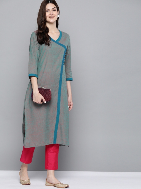 

HERE&NOW Women Green Pure Cotton Thread Work Kurta