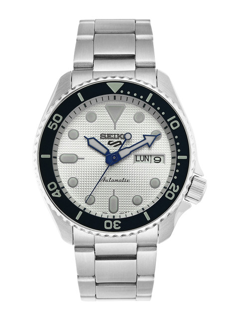

SEIKO Men White Dial & Silver Toned Stainless Steel Bracelet Style Straps Analogue Automatic Watch