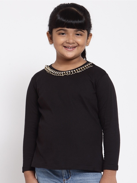 

NYNSH Girls Black Pure Cotton T-shirt