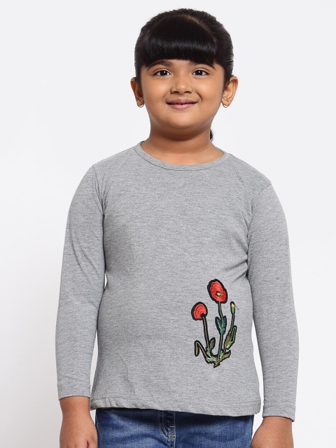 

NYNSH Girls Grey Printed T-shirt