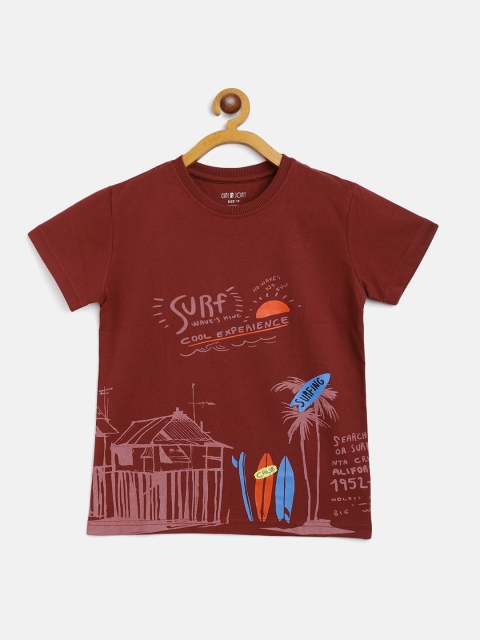 

Gini and Jony Boys Red Grey Graphic Print Cotton Pure Cotton T-shirt