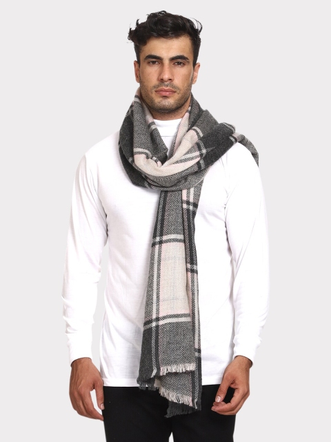 

WEAVERS VILLA Men Grey & Off White Checked Stole