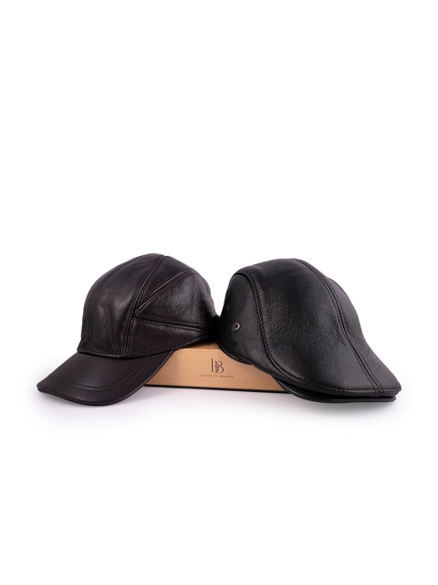 

BANGE Unisex Set Of 2 Brown & Black Leather Baseball Cap