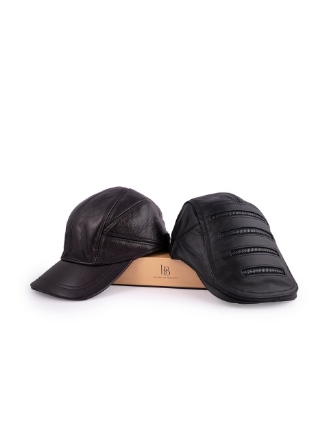 

BANGE Unisex Set Of 2 Brown & Black Leather Baseball Cap