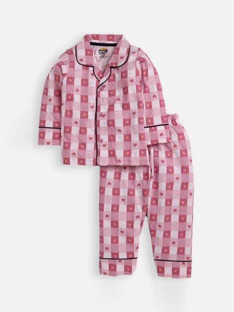 

AMUL Kandyfloss Unisex Kids Pink Pure Cotton Graphic Night Suit