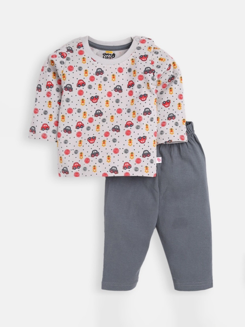 

AMUL Kandyfloss Unisex Kids Grey Pure Cotton Graphic Night Suit