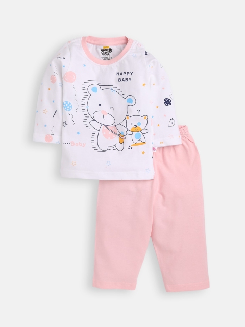 

AMUL Kandyfloss Unisex Kids Pink Pure Cotton Graphic Night Suit