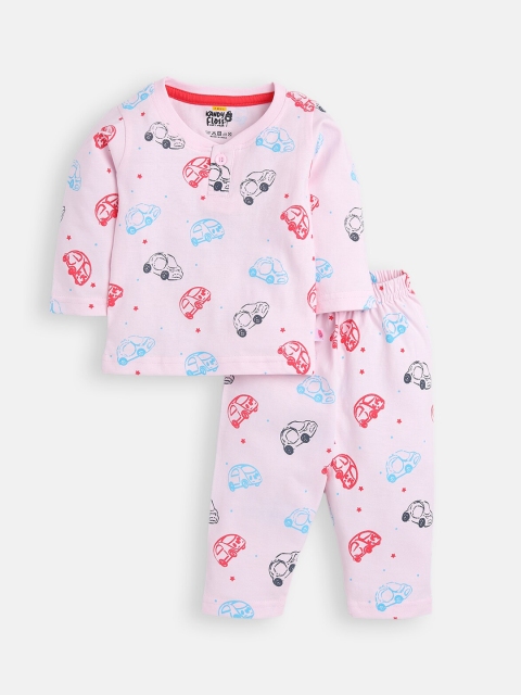 

AMUL Kandyfloss Unisex Kids Pink Pure Cotton Graphic Night Suit