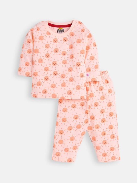 

AMUL Kandyfloss Unisex Kids Pink Pure Cotton Graphic Night Suit