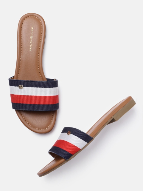 

Tommy Hilfiger Women Navy Blue & Red Striped Open Toe Flats