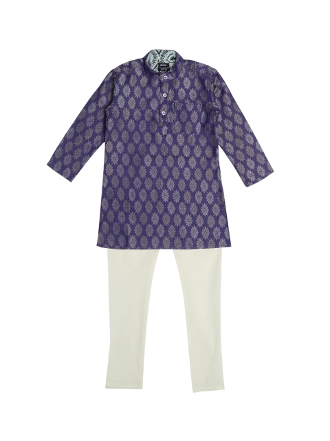 

NEUDIS Boys Purple & White Ethnic Motifs Printed Regular Kurta With Pyjamas