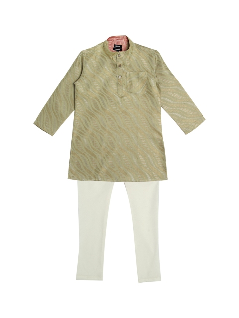 

NEUDIS Boys Green & White Regular Kurta with Pyjamas