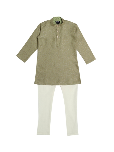 

NEUDIS Boys Green & White Regular Kurta with Pyjamas