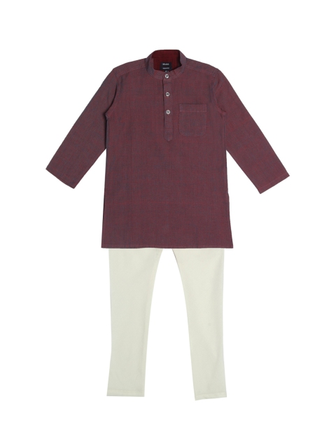 

NEUDIS Boys Brown Regular Pure Cotton Kurta with Churidar