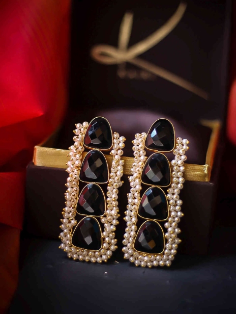 

Bellofox Black & White Gold Plated Contemporary Drop Earrings