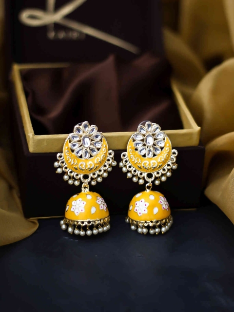 

Bellofox Yellow Contemporary Jhumkas Earrings