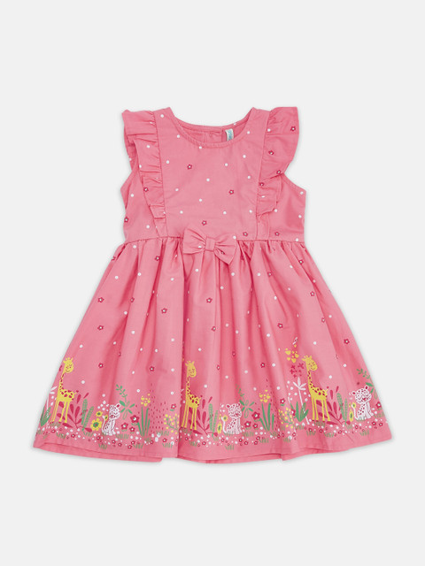 

Pantaloons Baby Peach-Coloured Printed Dress