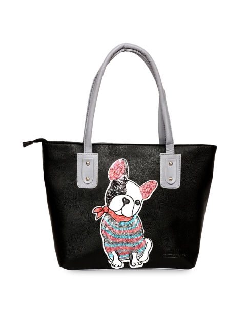 

Pink Potato Black & White Bulldog Swagger Shoulder Bag With Applique