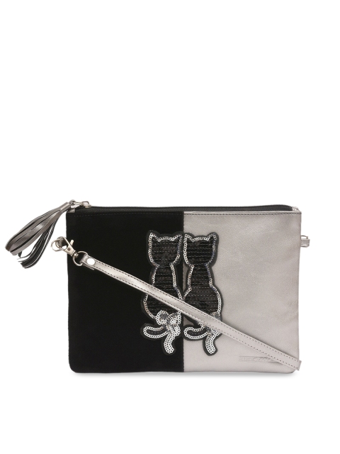 

Pink Potato Black Colourblocked Structured Sling Bag