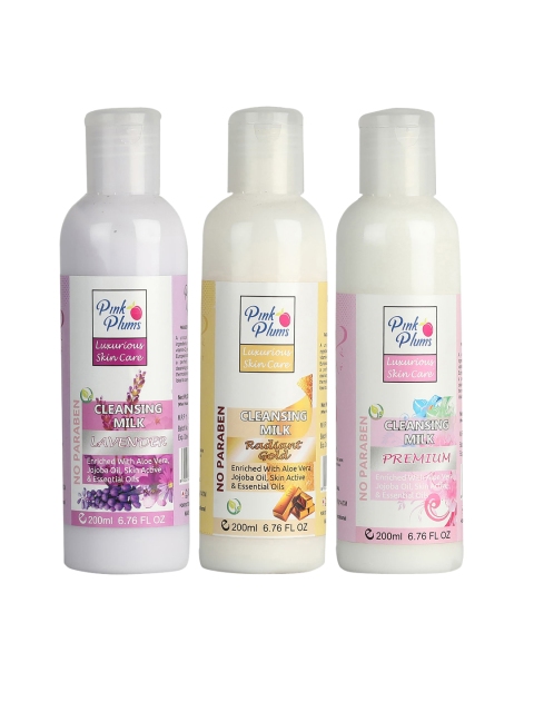 

Pink Plums Set Of 3 Cleansing Milk 200ml, Lavender