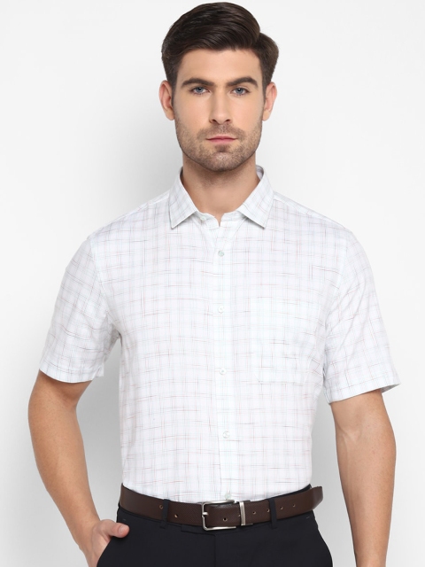 

Turtle Men White Grid Tattersall Checks Opaque Checked Formal Shirt