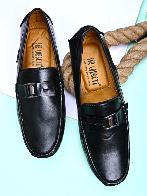 

Sir Corbett Men Black Solid Horsebit Loafers