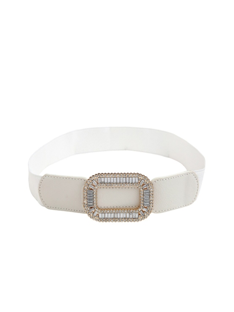 

CRUSSET Women White Textured Belt with Embellished Closure