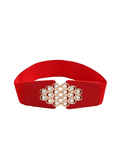 

CRUSSET Women Red Textured Belt with Embellished Buckle