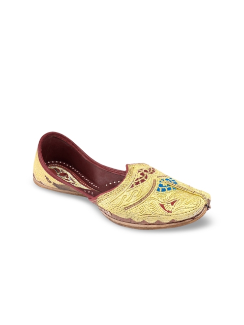 

Hulya Men Yellow & Blue Woven Design Handcrafted Mojaris