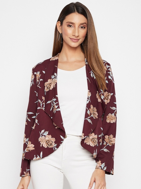 

PURYS Women Maroon & Brown Printed Shrug