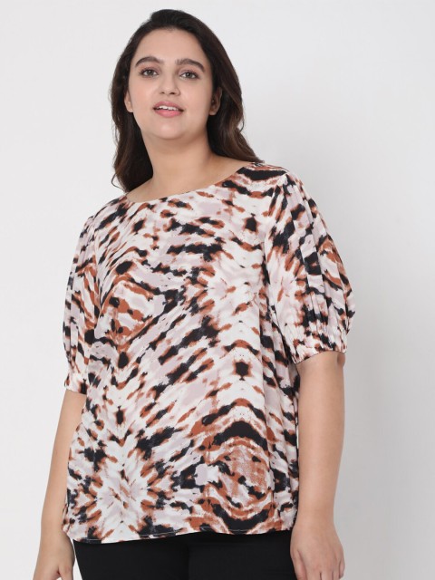 

Vero Moda Brown & Black Abstract Printed Regular Top