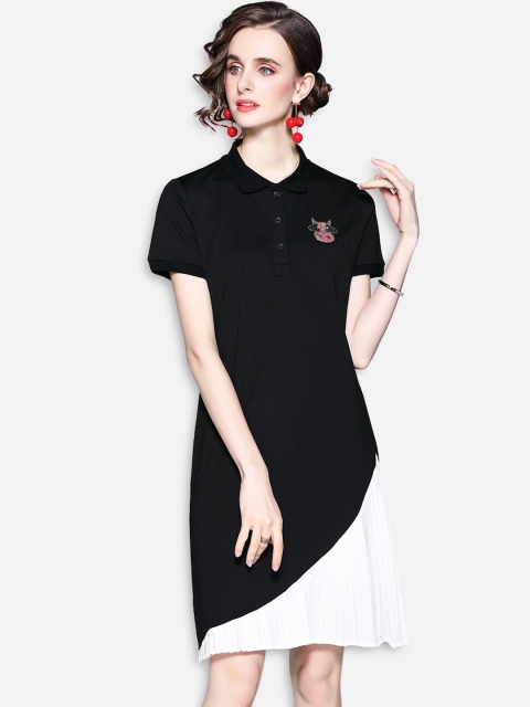 

JC Collection Black & White Colourblocked A-Line Dress