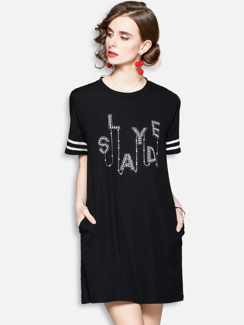

JC Collection Woman Black T-shirt Mini Dress
