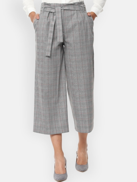 

Van Heusen Woman Grey Checked Slim Fit Pleated Culottes Trousers