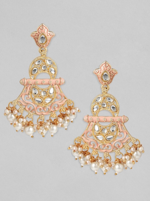 

Anouk Pink-Toned & Gold-Plated Classic Handcrafted Drop Earrings