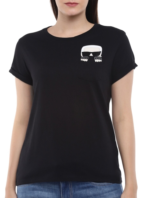 

Karl Lagerfeld Women Black Printed Regular Fit T-shirt